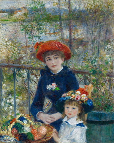 reproductie Les deux soeurs sur la terrasse van Pierre-Auguste Renoir